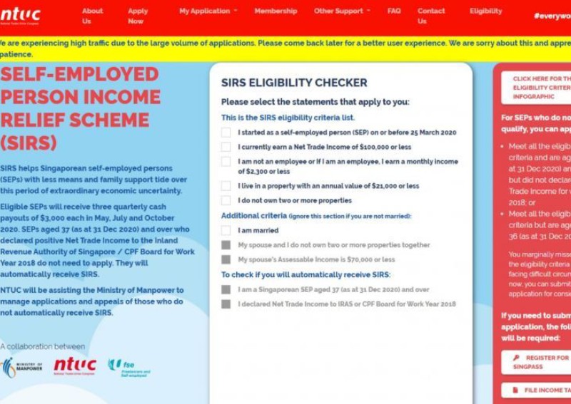 Coronavirus: NTUC website taken offline to build in queue system after flood of applications for self-employed income relief