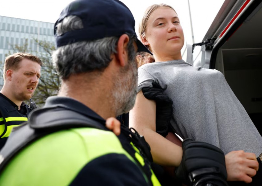 Greta Thunberg detained twice at demonstration in The Hague