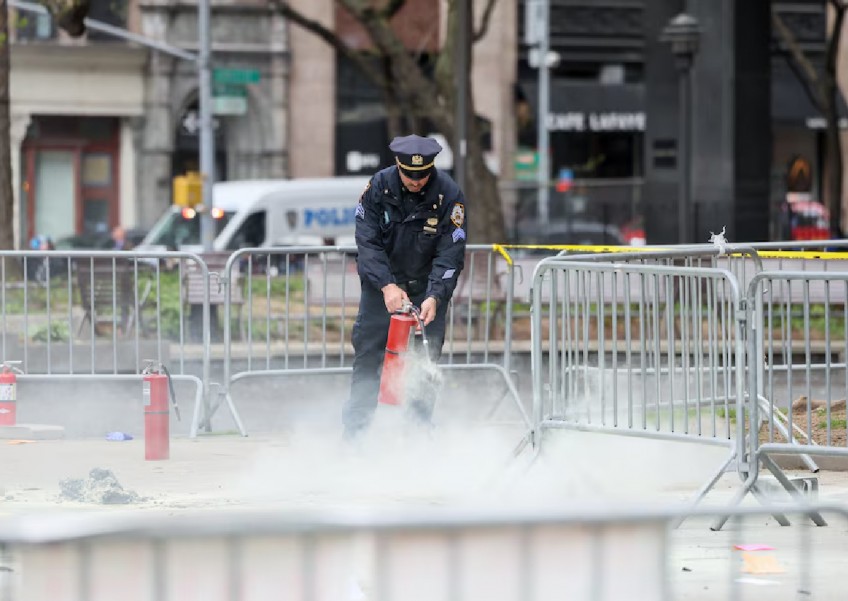 Man sets self on fire outside New York court where Trump trial underway