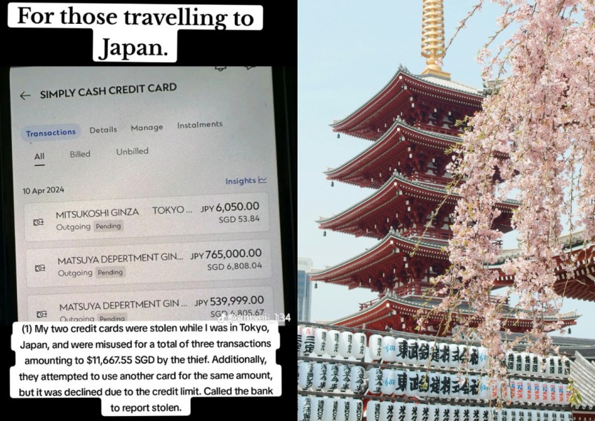 'Be cautious with your belongings': Singaporean loses about $12k after credit cards stolen in Japan