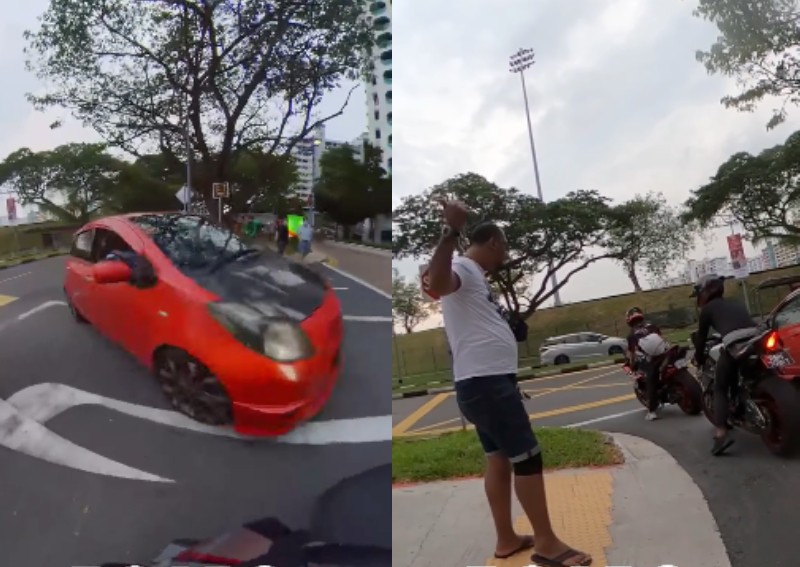 Driver, 39, arrested after he was filmed threatening 3 motorcyclists in Bedok