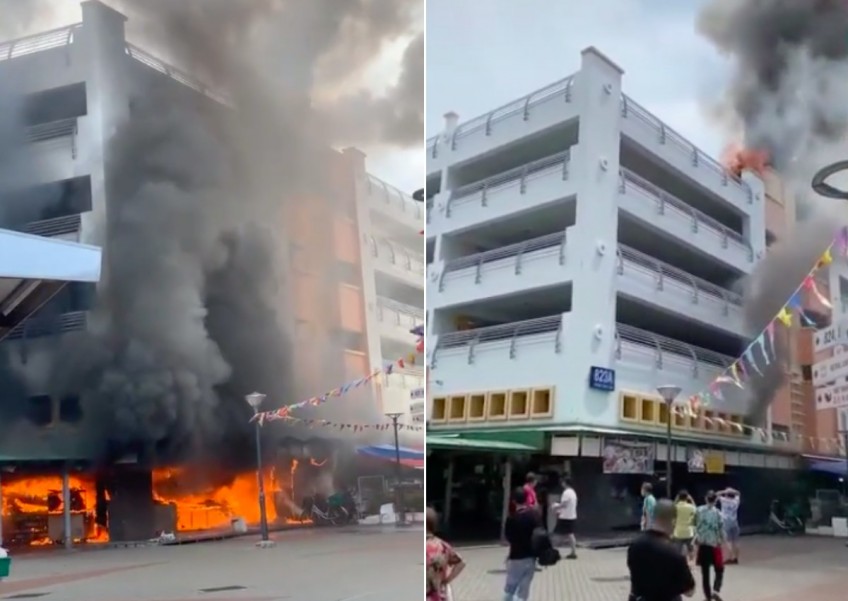 Tampines coffee shop gutted by fire; workers escape while vents explode above them
