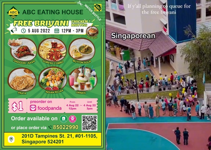 Free nasi briyani and TV sets? New eatery opens in Tampines to snaking queues