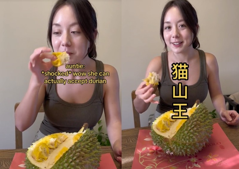 'We accept you now': American woman's first taste of durian in Singapore leaves locals impressed
