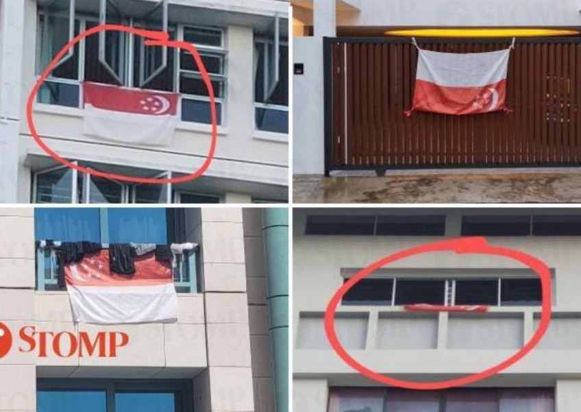 Red flag: Netizens upset over improperly displayed Singapore flags for National Day