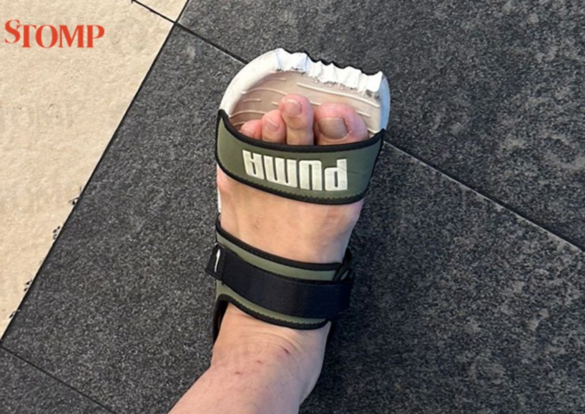 'I might have already become an amputee': Commuter's footwear chewed by escalator at Woodlands MRT station