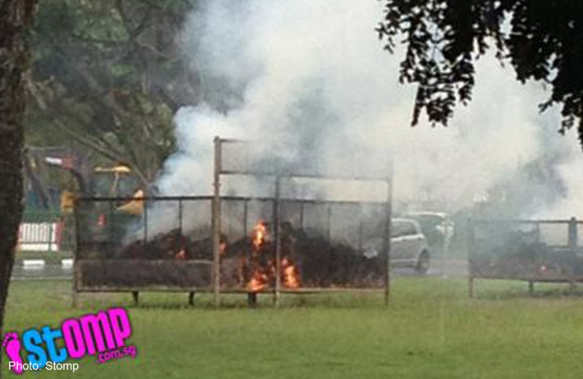 Tampines Ave 2 engulfed in smoke after rubbish catches fire