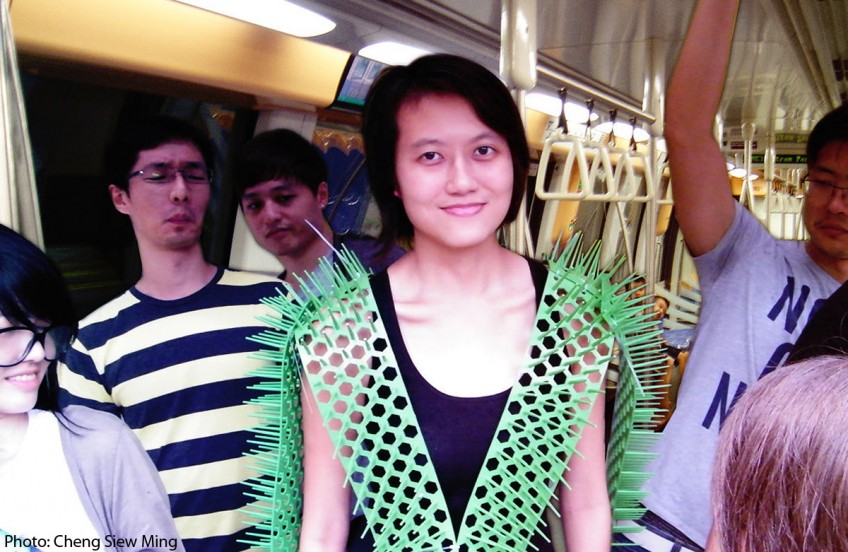 NUS grad designs vest to keep crowds away on MRT