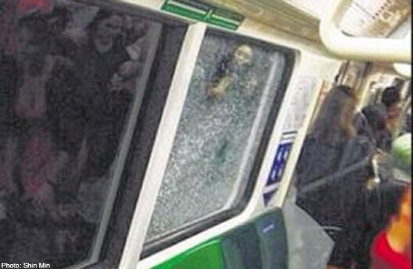 MRT train window shatters suddenly at Bugis