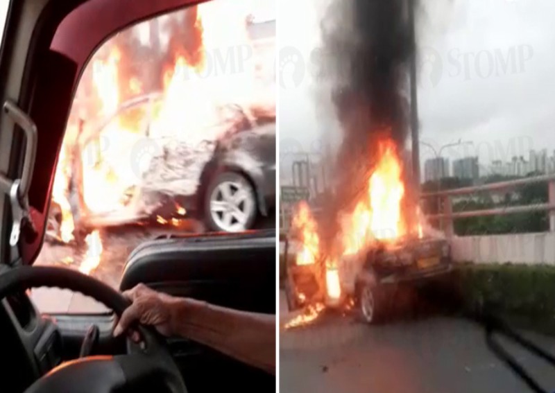 Mazda driver gets out of car in time before it's engulfed in flames on TPE