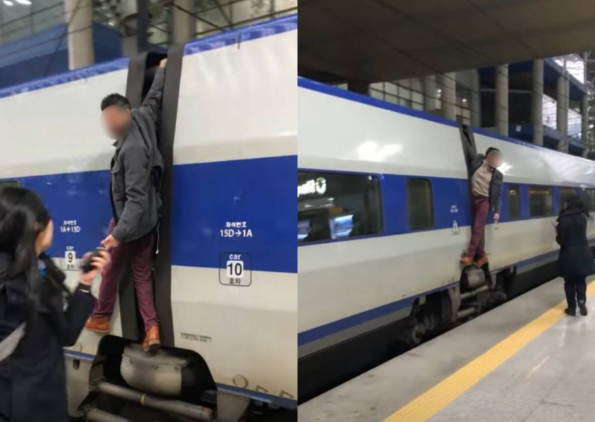 Man in South Korea hanging on to moving bullet train questions staff: 'Why didn't you stop it?'