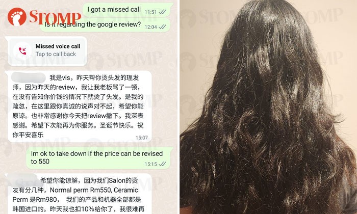 'He admitted but refused to refund': Singaporean charged extra $100 at Malaysia salon, asked to take down negative review