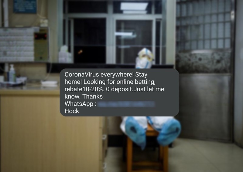 Even illegal online betting spammers are telling you to stay safe from coronavirus