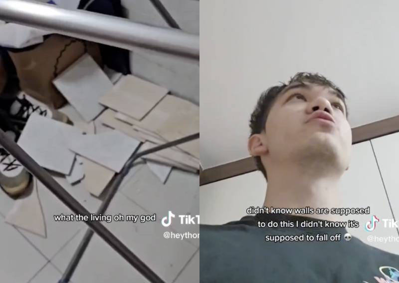'I didn't know walls are supposed to fall off': Local influencer wakes up to find his kitchen tiles popping off