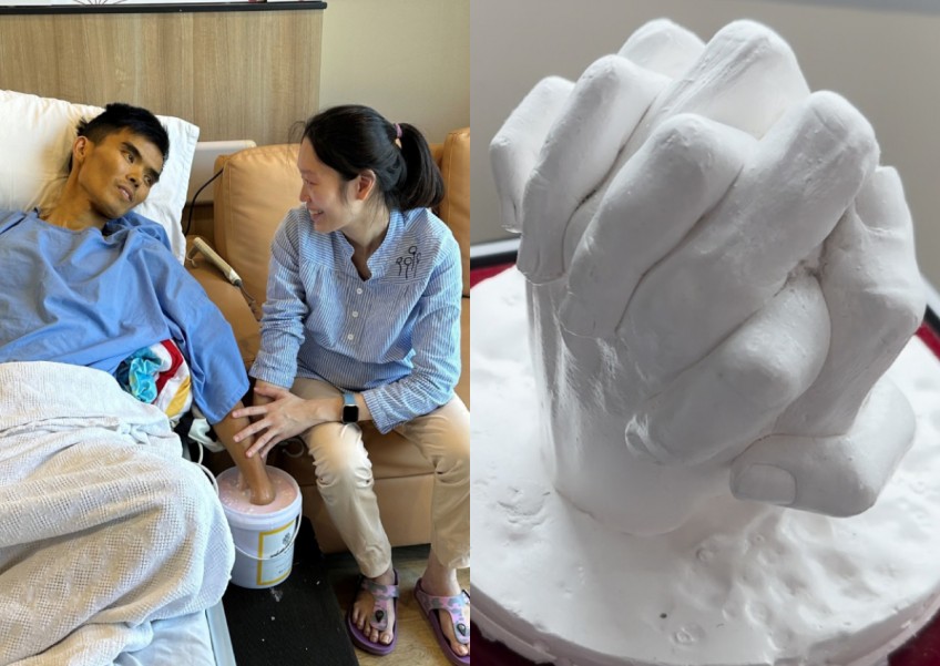 His last Valentine's Day: Man with terminal cancer makes hand cast as keepsake for wife and unborn child