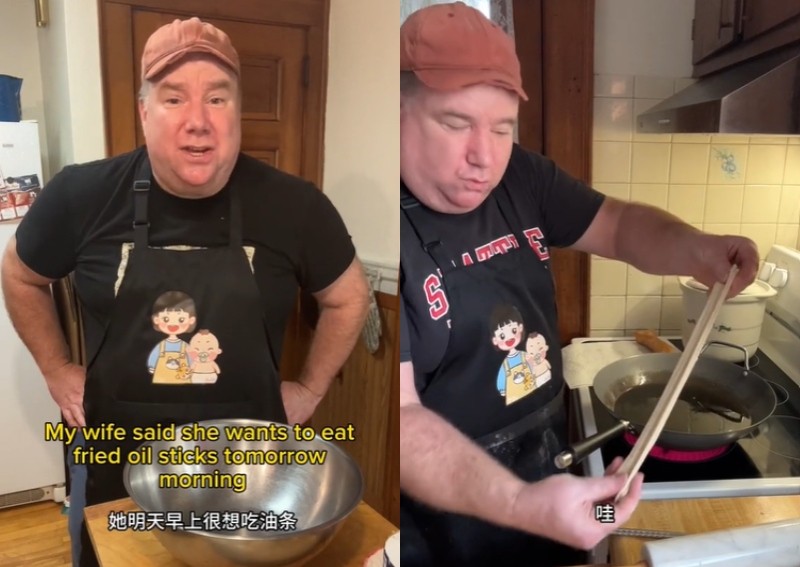 'His Mandarin is better than mine': American man makes youtiao, impressing netizens with his skill and fluency