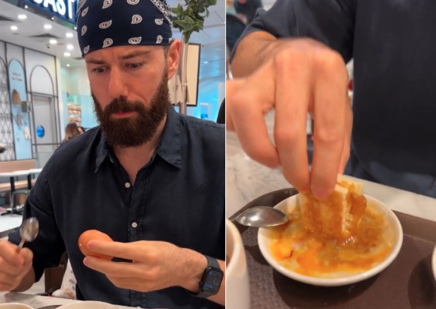 US vlogger eats soft-boiled eggs in Singapore, viewers say 'that'd give me explosive diarrhoea'