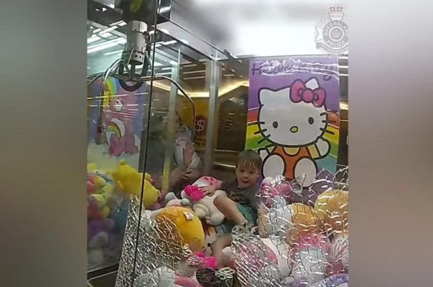 'He was in no hurry to get out': Toddler trapped in claw machine rescued by Australian police