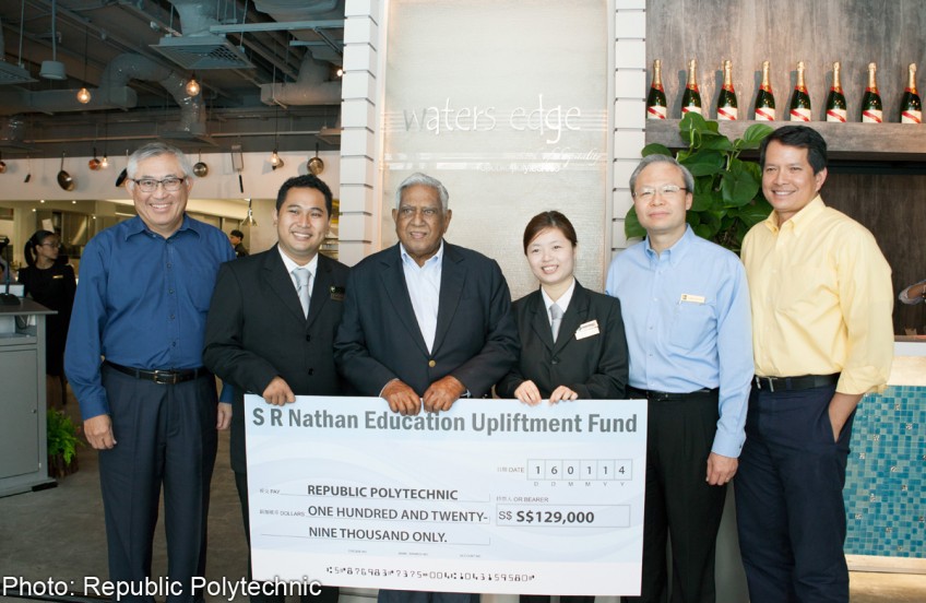 Former president SR Nathan donates $129,000 to needy Republic Poly students