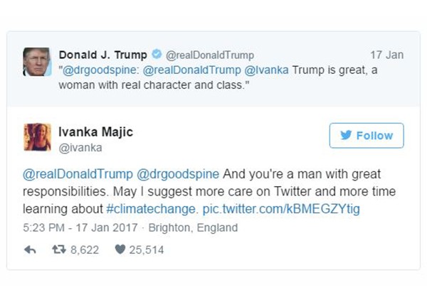 Trump tweets... the wrong Ivanka