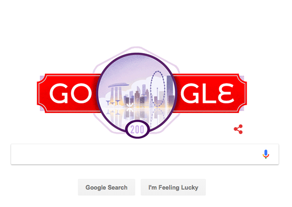 Raffles landing and Bicentennial make it to Google Doodle