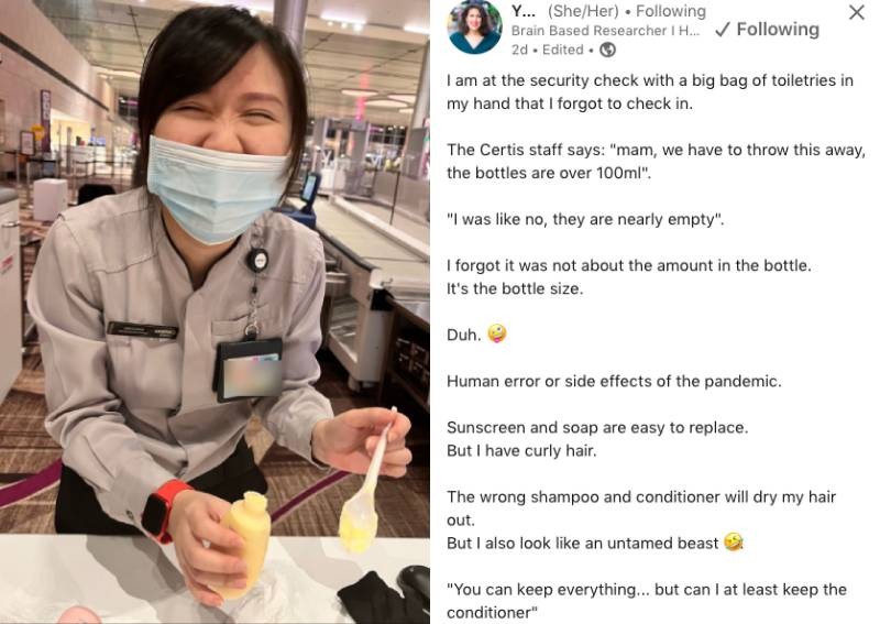 'She grabbed a spoon and started filling the conditioner': Traveller praises Certis staff at Changi Airport T4 for act of kindness