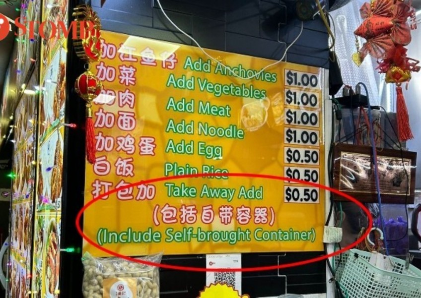 City Plaza noodle stall explains why it charges for takeaway even if customers bring own container