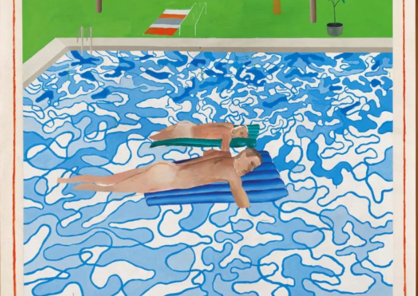 Early David Hockney pool painting California headed for auction