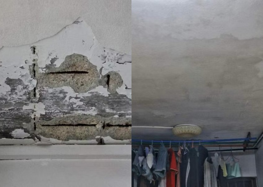 Exposed bricks and steel bars: Bukit Batok flat residents exasperated by plaster falling off ceiling like 'snow'