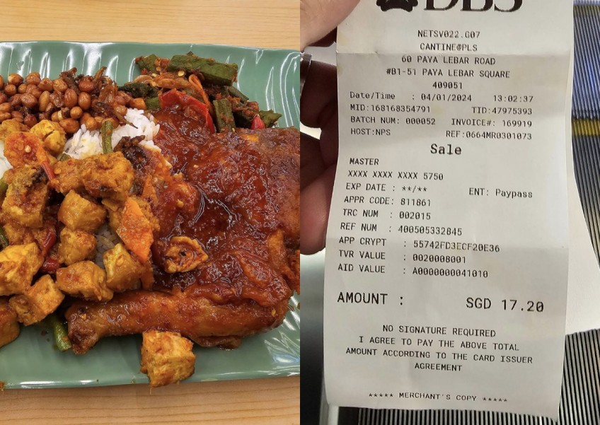 'Feel like I just got scammed': $17.20 nasi padang at Paya Lebar food court leaves diner with a bad taste