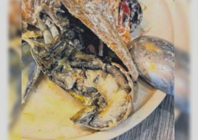 Diner complains of blackened, unfresh lobster in dish but restaurant says it's charred from grilling