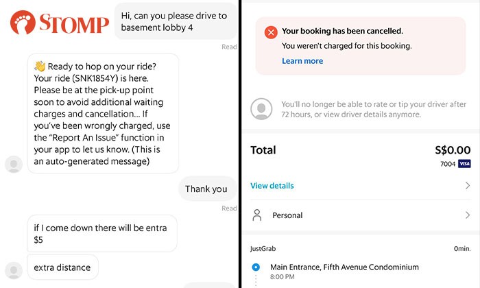 Grab driver cancels ride after passenger refused his demand for more money