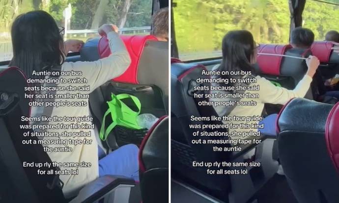 Seat too small? Tour guide on coach to Genting pulls out measuring tape to prove woman wrong