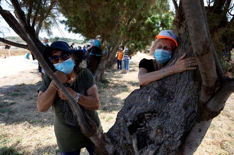 Hugging a tree in Israel to beat the coronavirus blues