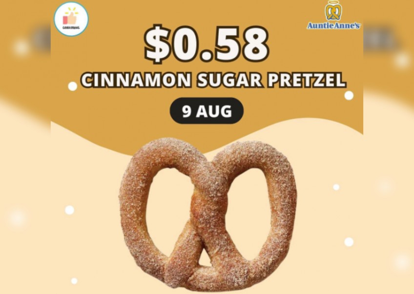 Auntie Anne's offering 58-cent pretzels just for National Day