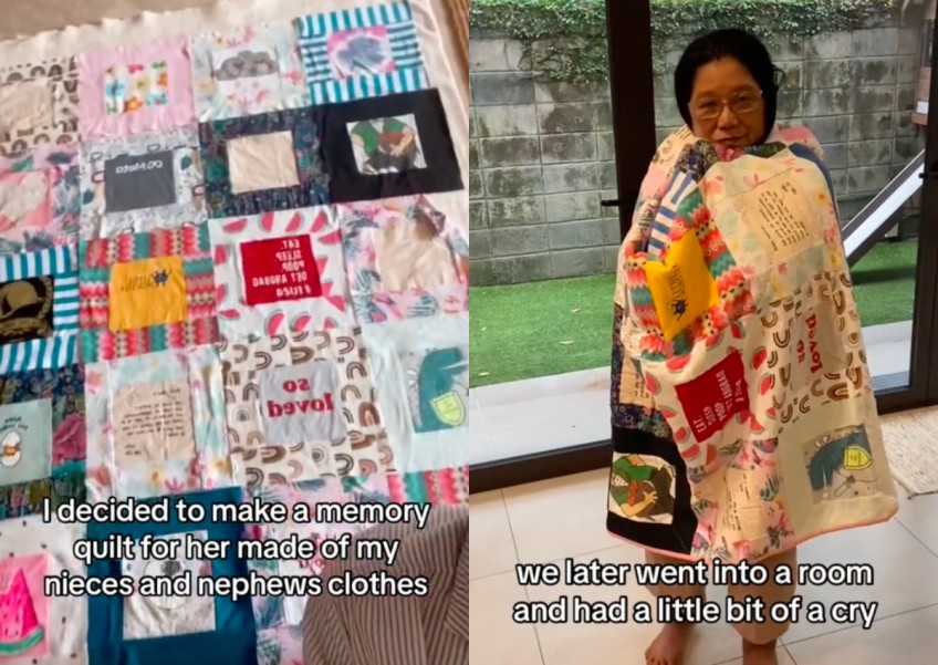 This made my day: Family gifts helper of 34 years with handmade memory quilt in Malaysia