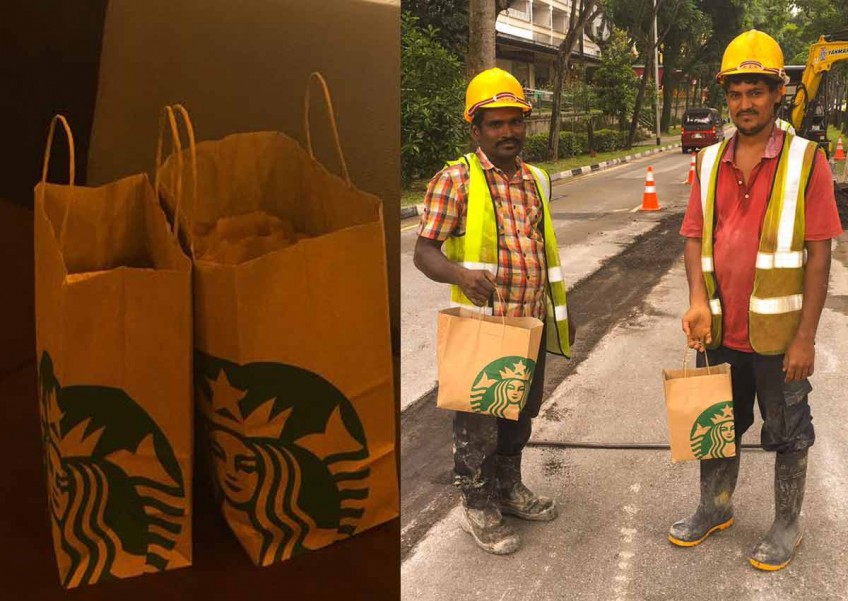 Starbucks customer gives unsold food to foreign workers