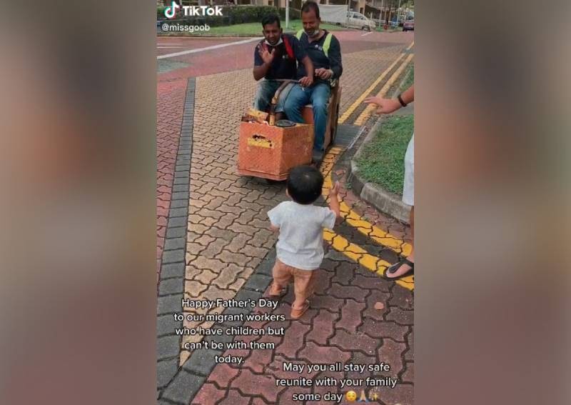 This made my day: Mother teaches toddler to wave and blow kisses to migrant workers