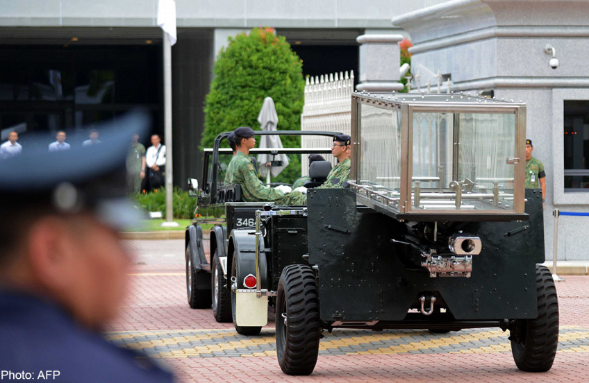 Gun carriage conveying Mr Lee Kuan Yew's body to leave Istana at 9am tomorrow
