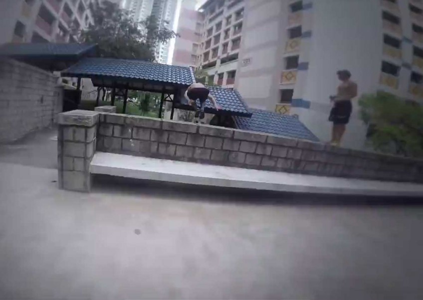 Video shows parkour group performing stunts around Singapore HDB block
