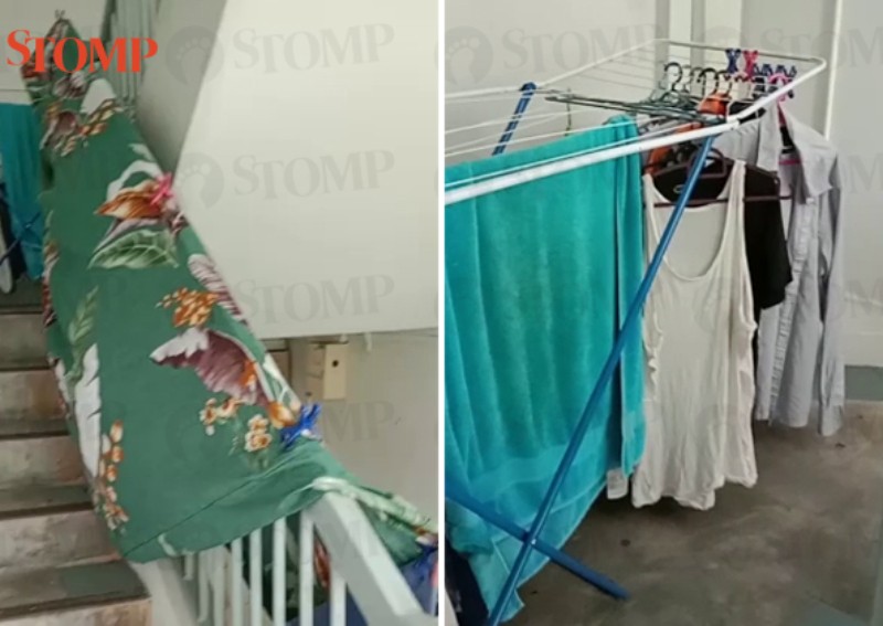 Household in Clementi block takes over staircase and corridor for laundry