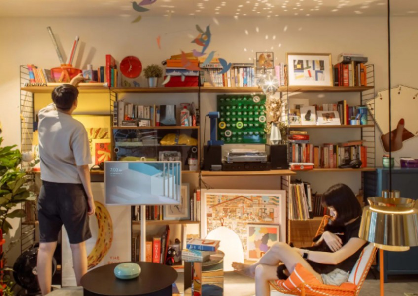 Inside a couple's colourful art deco 699 sq ft home