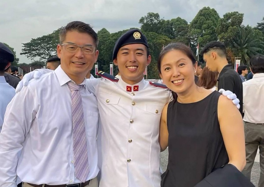 Lina Ng affixes rank on son at OCS commissioning ceremony: 'My heart swells with pride for you'