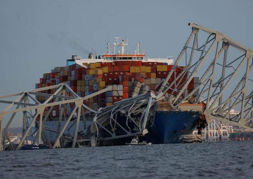 Baltimore's Key Bridge collapses after vessel, believed to be Singapore-flagged container ship, crashes into it