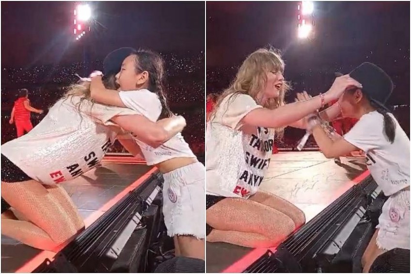 Primary 5 girl scores Taylor Swift's hug and '22 hat' on first night of Eras Tour in Singapore