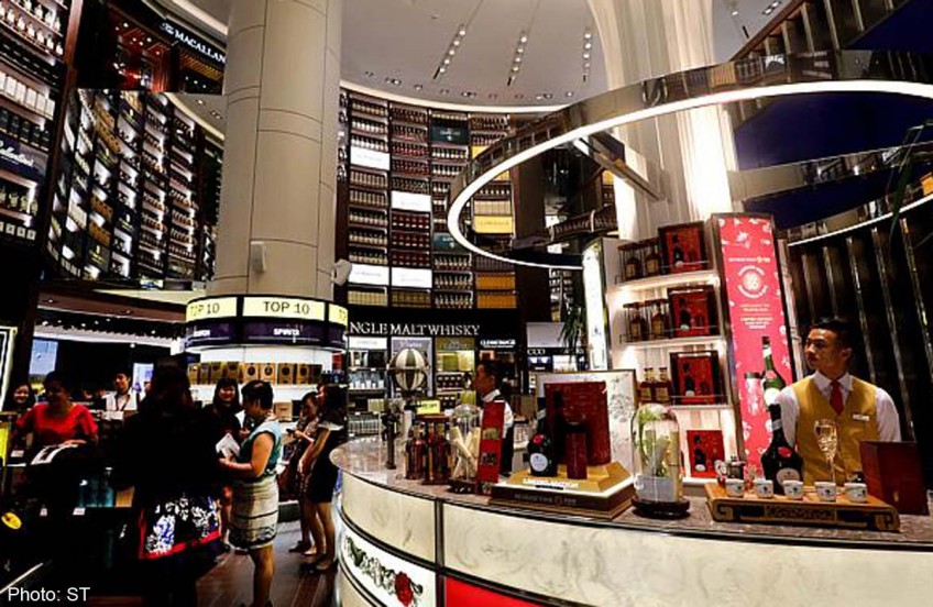Changi Airport's duplex DFS store for alcohol comes with a bar