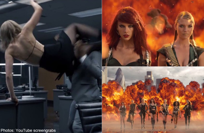 Taylor Swift goes rap and action hero in new video