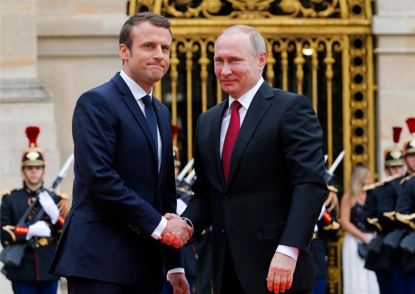 France's Macron meets with Vladimir Putin, promises tough talk and cooperation on key issues