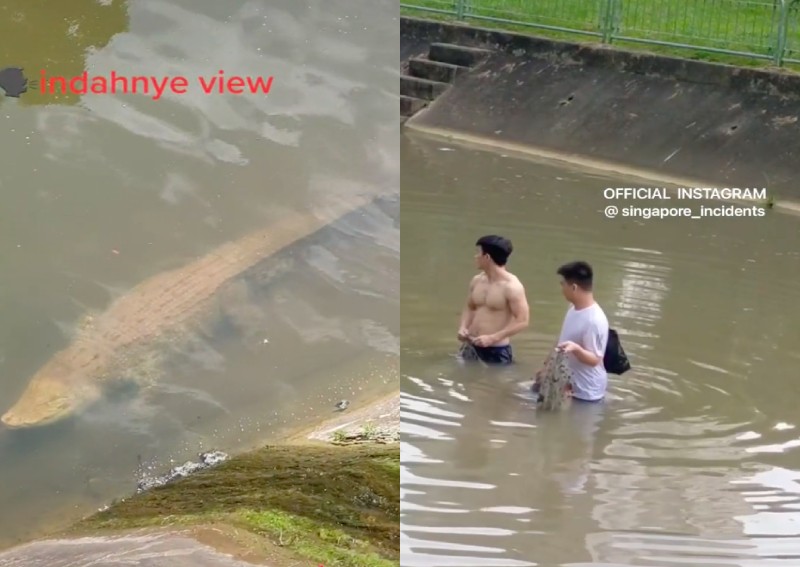 Watch out for the croc: Netizens warn men fishing in canal after crocodile spotted in another canal at Choa Chu Kang