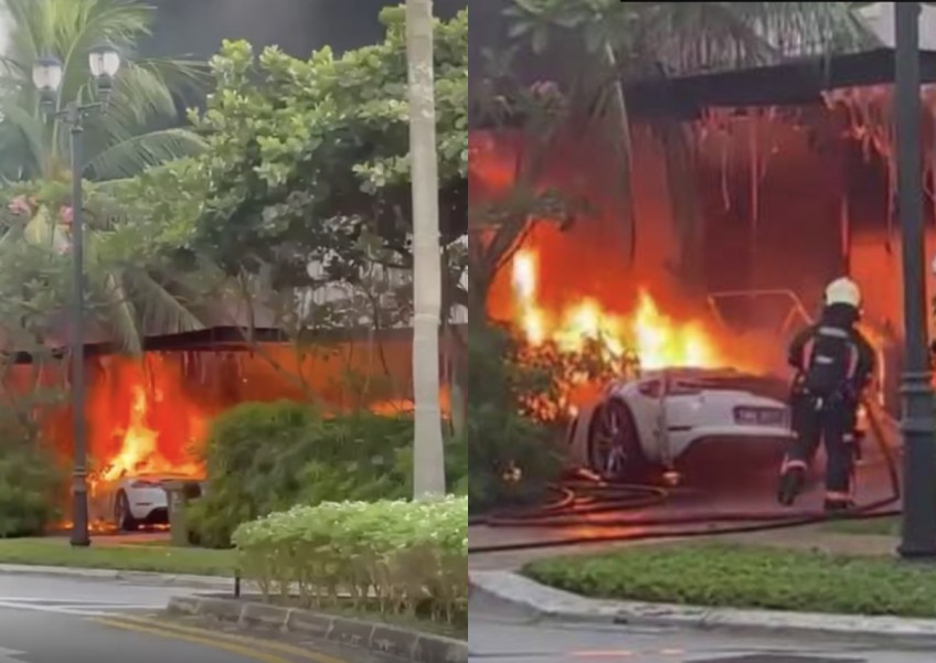 Sentosa Cove buggy reportedly catches fire and takes Porsche with it